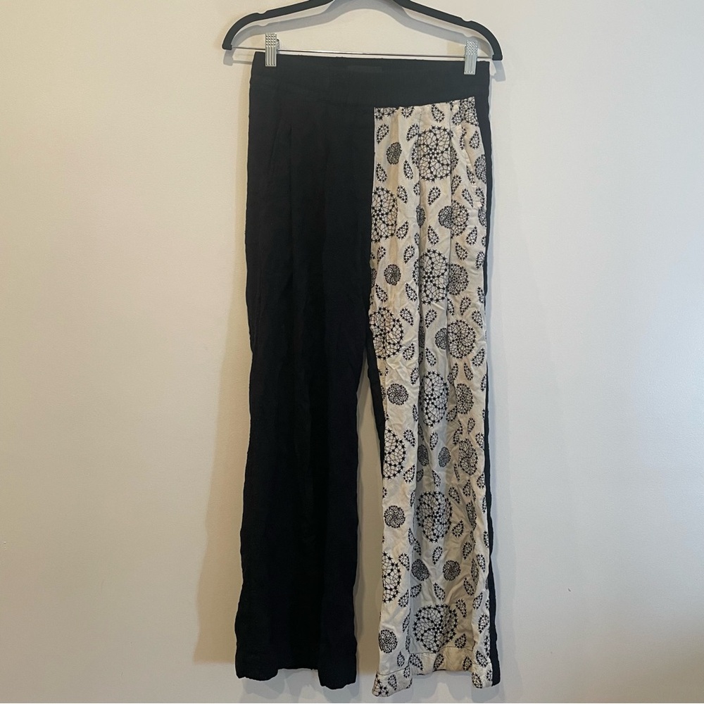 Ann Demeulemeester Black White Embroidered Grunge Pants Trousers Size 36